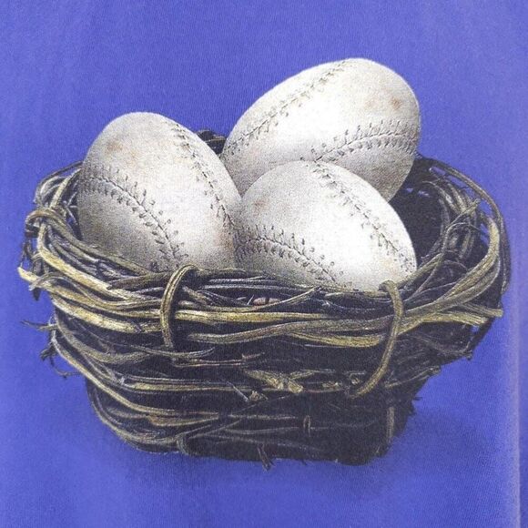 Vintage Softball T Shirt Mens Size Large Blue 90s Chicks Were Born To Play USA - Picture 3 of 8